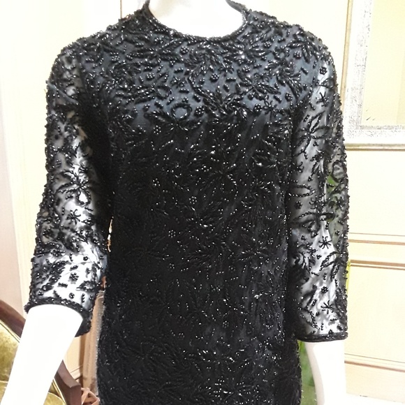 Gorgeous Elsie Tu Black Beaded Dress/Wedding XS - Picture 1 of 6